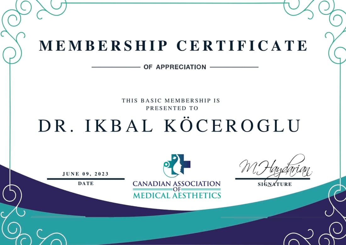 Mitglied der Canadian Association of Medical Aesthetics (2023)