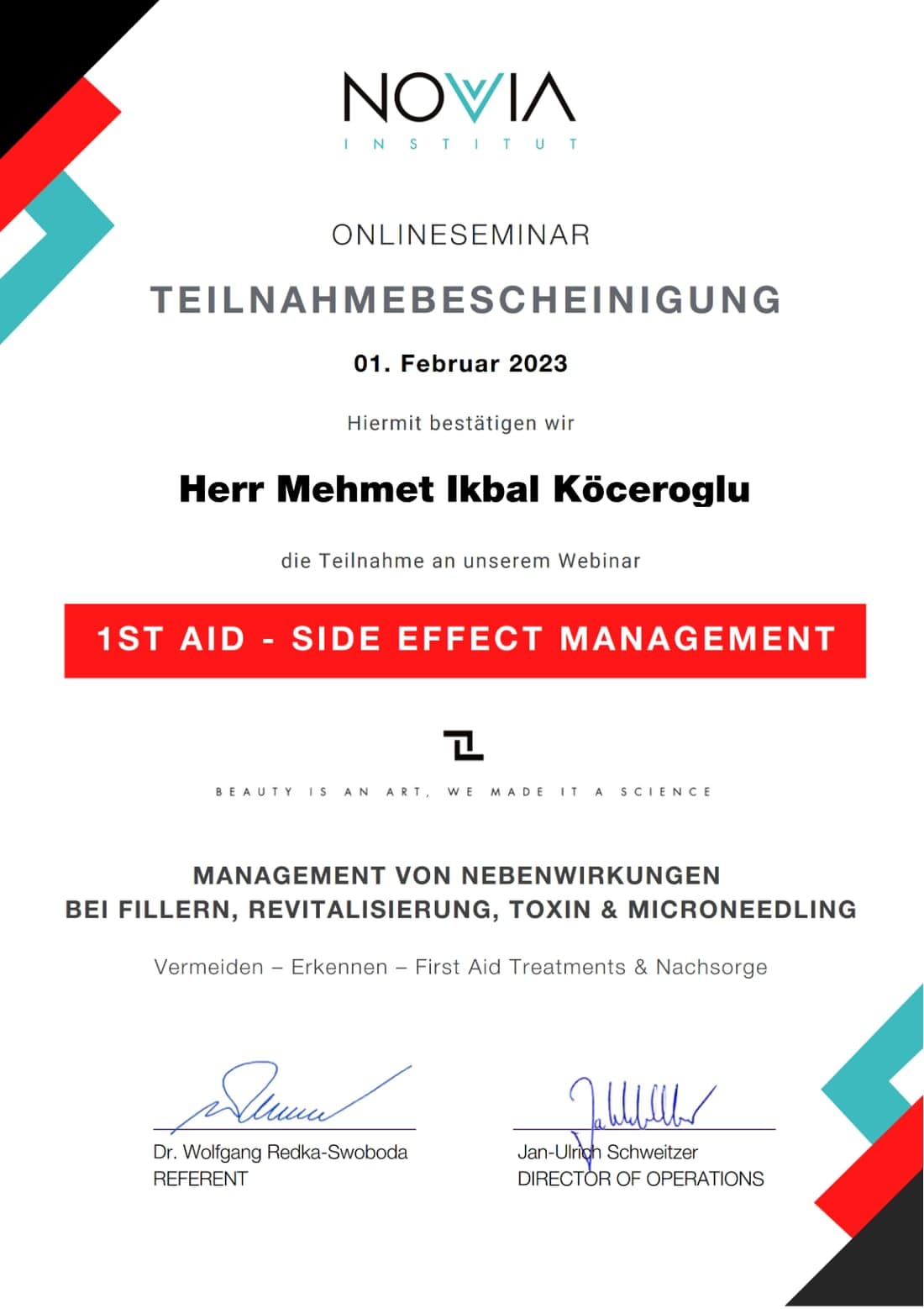 Nebenwirkungsmanagement bei Fillern & Toxin – Novia (2023)